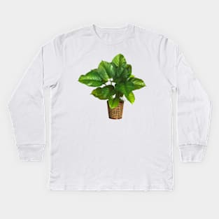 Nature's Serenity: Green Plant in a Pot Kids Long Sleeve T-Shirt